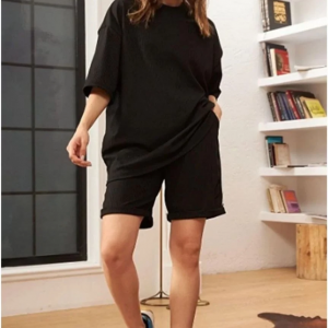 Unisex Düz Şortlu Takım Siyah